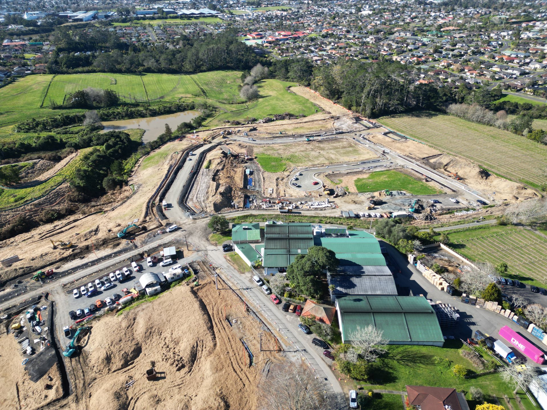 Babich Rise, Henderson Valley — Stage 1 roads and services under construction beside Babich Winery